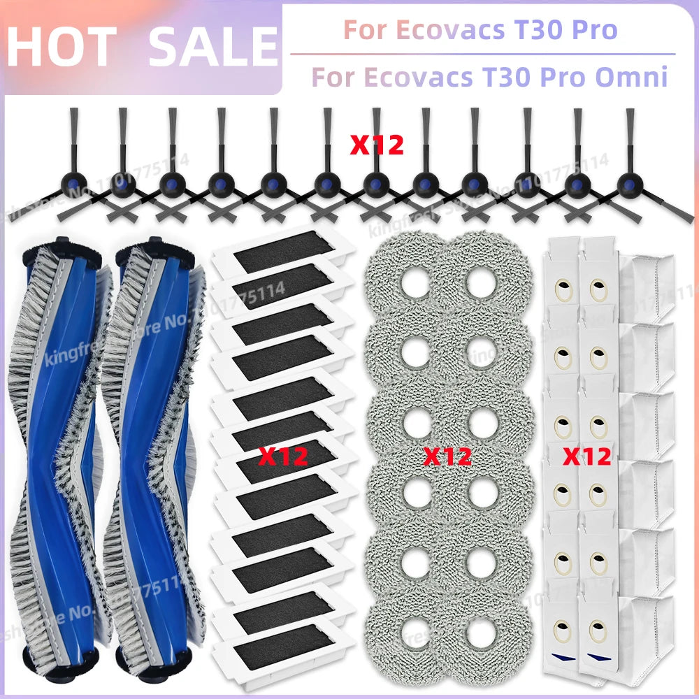 Fit For Ecovacs T30 Pro Omni / T30 OMNI Ecovacs T30e Pro YEEDI M12 ULTRA PLUS/M12 Pro+ Parts Brush Filter Bag Mop Cloth