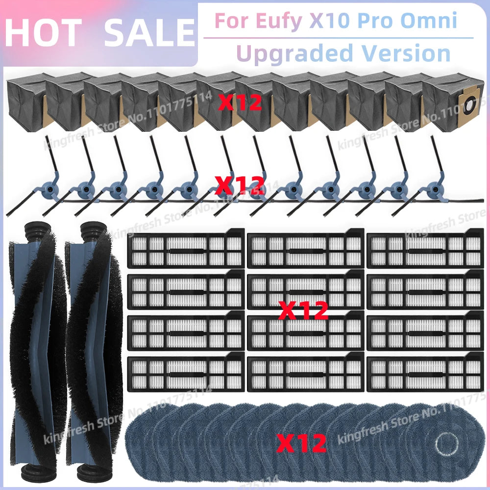 Fit For Eufy X10 Pro Omni T2351 Robot Vacuum Replacement Parts Main Roller Side Brush Hepa Filter Mop Pad Cloth Dust Bag
