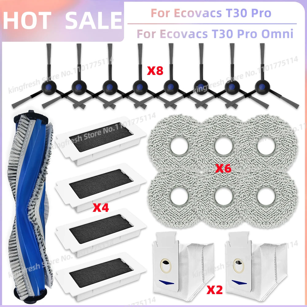 Fit For Ecovacs T30 Pro Omni / T30 OMNI Ecovacs T30e Pro YEEDI M12 ULTRA PLUS/M12 Pro+ Parts Brush Filter Bag Mop Cloth