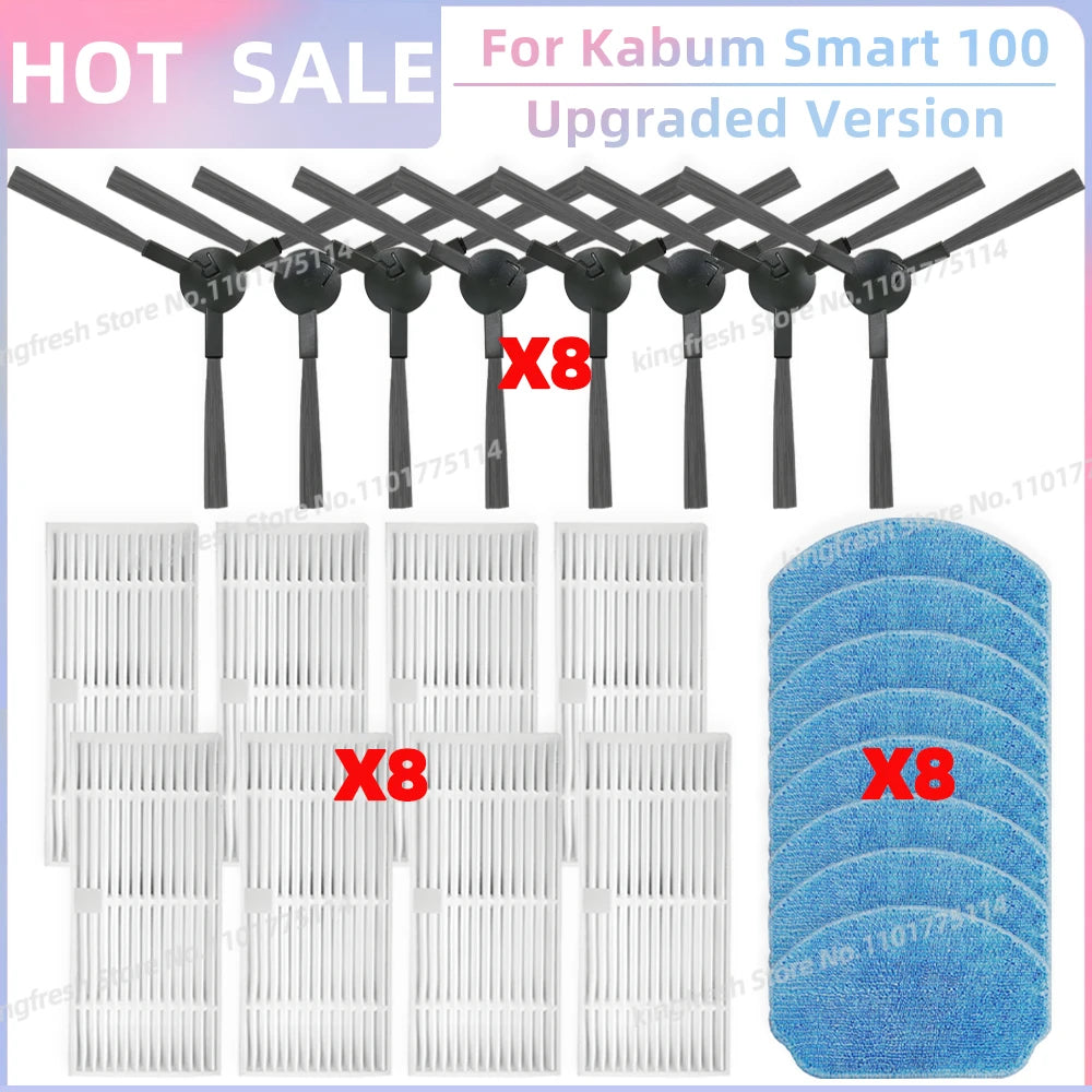 Fit For ( Kabum Smart 100 KBSF007 Nedis WIFIVCR001CBK Nedis WIFIVCB01 ) Vacuum Parts Side Brush FIlter Mop Cloth Rubber Strip