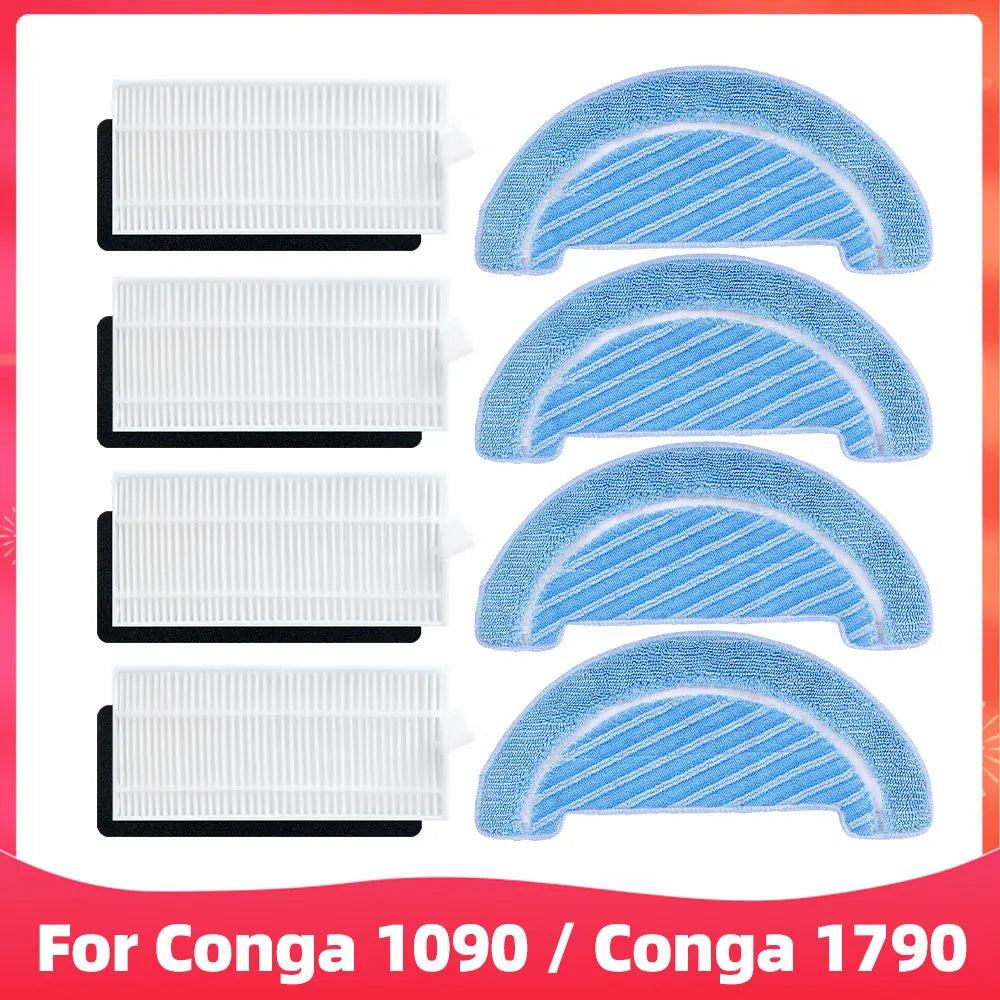 Replacement For Cecotec Conga 1090 1790 Titanium Ultra Robot Vacuum Spare Parts Accessories Main Side Brush Hepa Filter Mop Rag