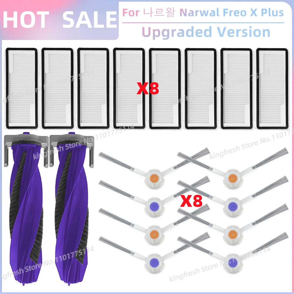 Fit For 나르왈 Narwal Freo X Plus Robot Vacuum Parts Main Roller Side Brush Hepa Filter Mop Pad Dust Bag Replacement Accessories