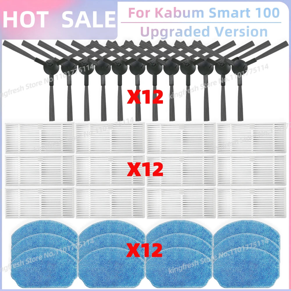 Fit For ( Kabum Smart 100 KBSF007 Nedis WIFIVCR001CBK Nedis WIFIVCB01 ) Vacuum Parts Side Brush FIlter Mop Cloth Rubber Strip