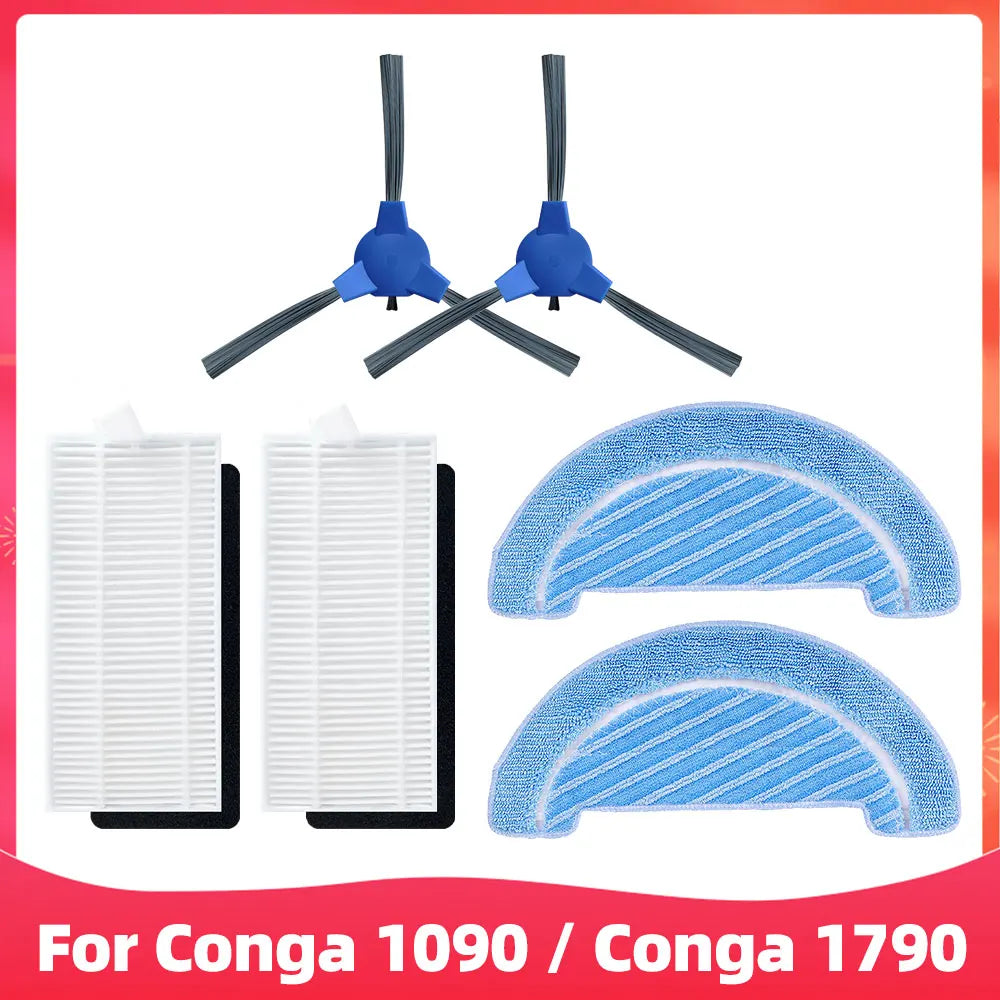 Replacement For Cecotec Conga 1090 1790 Titanium Ultra Robot Vacuum Spare Parts Accessories Main Side Brush Hepa Filter Mop Rag