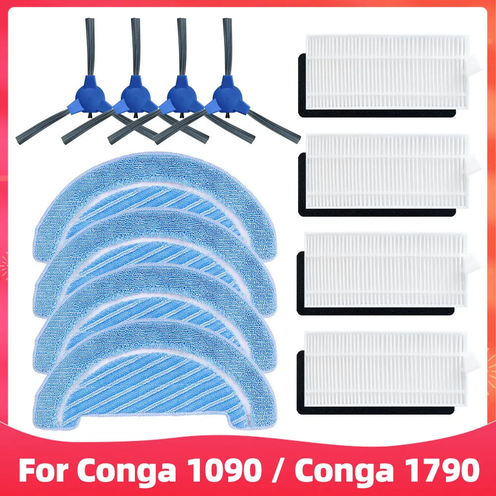 Replacement For Cecotec Conga 1090 1790 Titanium Ultra Robot Vacuum Spare Parts Accessories Main Side Brush Hepa Filter Mop Rag