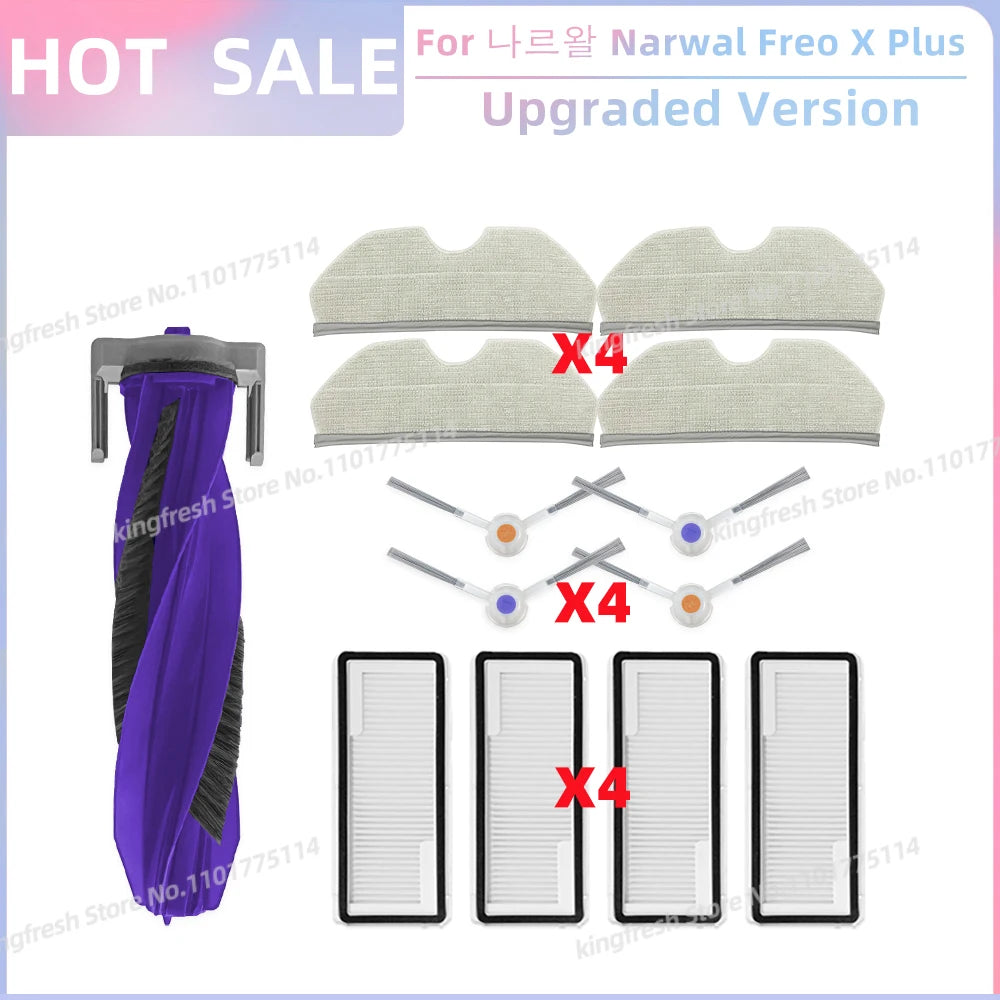 Fit For 나르왈 Narwal Freo X Plus Robot Vacuum Parts Main Roller Side Brush Hepa Filter Mop Pad Dust Bag Replacement Accessories