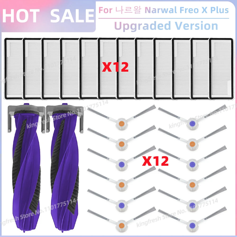 Fit For 나르왈 Narwal Freo X Plus Robot Vacuum Parts Main Roller Side Brush Hepa Filter Mop Pad Dust Bag Replacement Accessories
