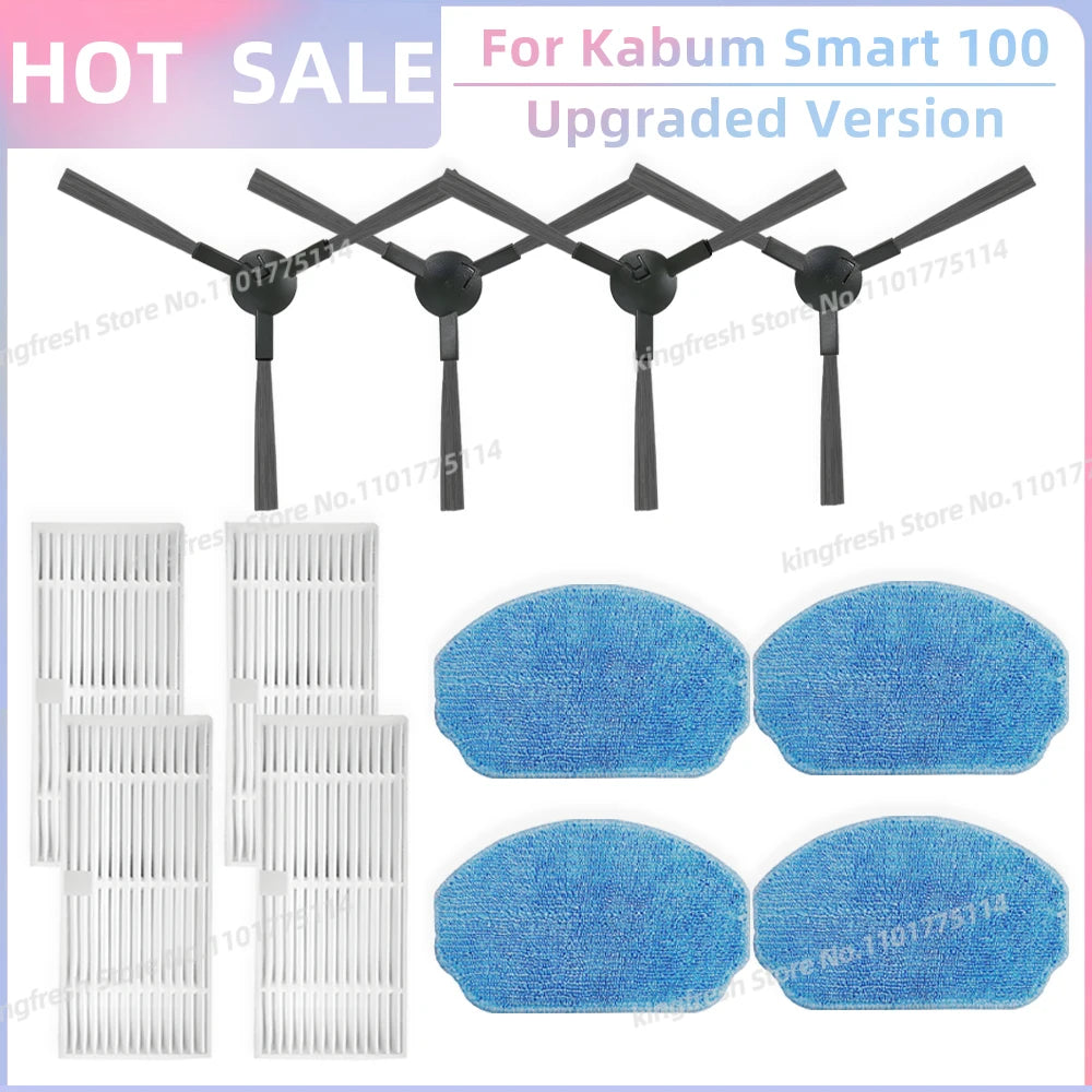 Fit For ( Kabum Smart 100 KBSF007 Nedis WIFIVCR001CBK Nedis WIFIVCB01 ) Vacuum Parts Side Brush FIlter Mop Cloth Rubber Strip
