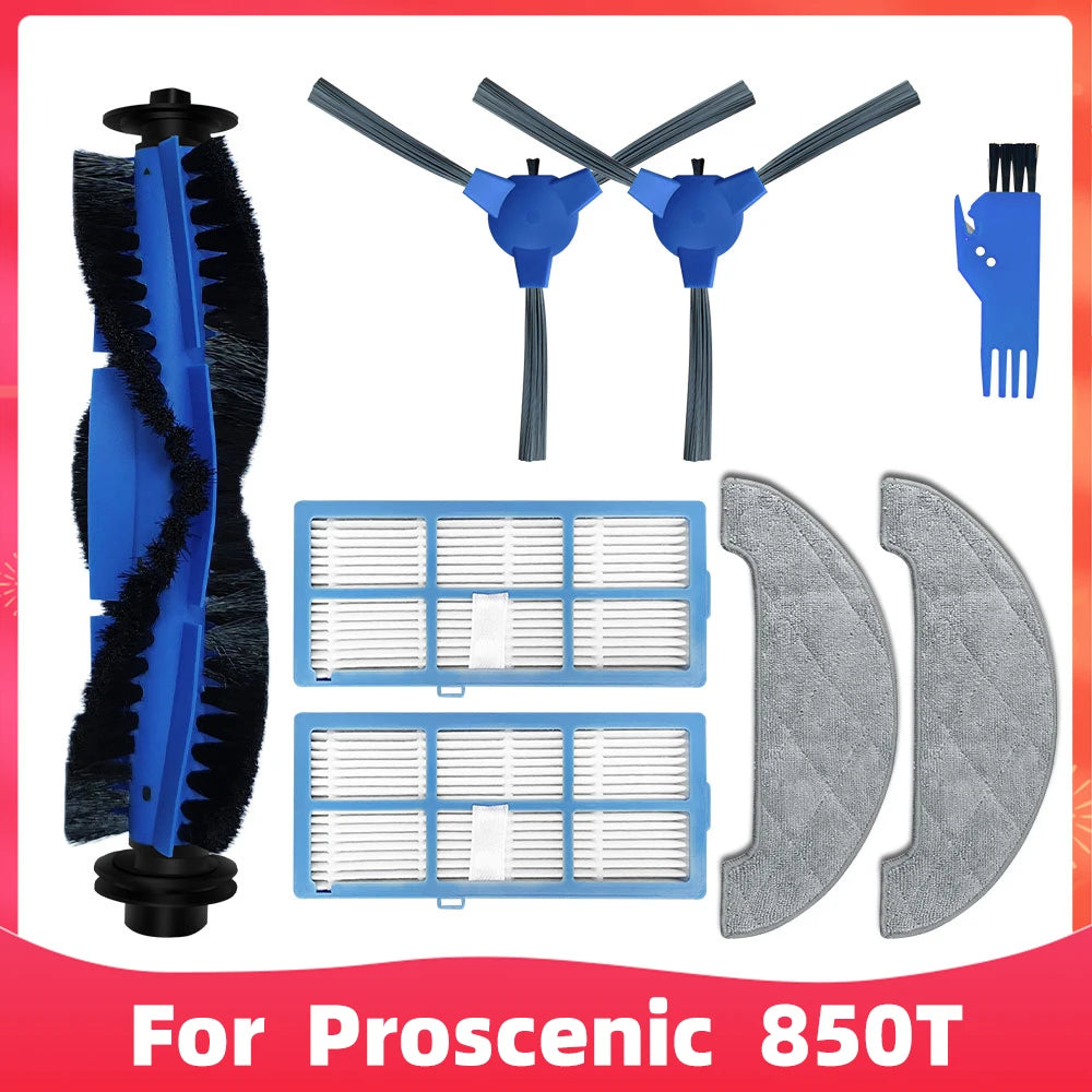 Fit for Proscenic 850T / 850P Roller Side Brush Hepa Filter Mop Rag Robot Vacuum Cleaner Spare Parts Accessories Kit