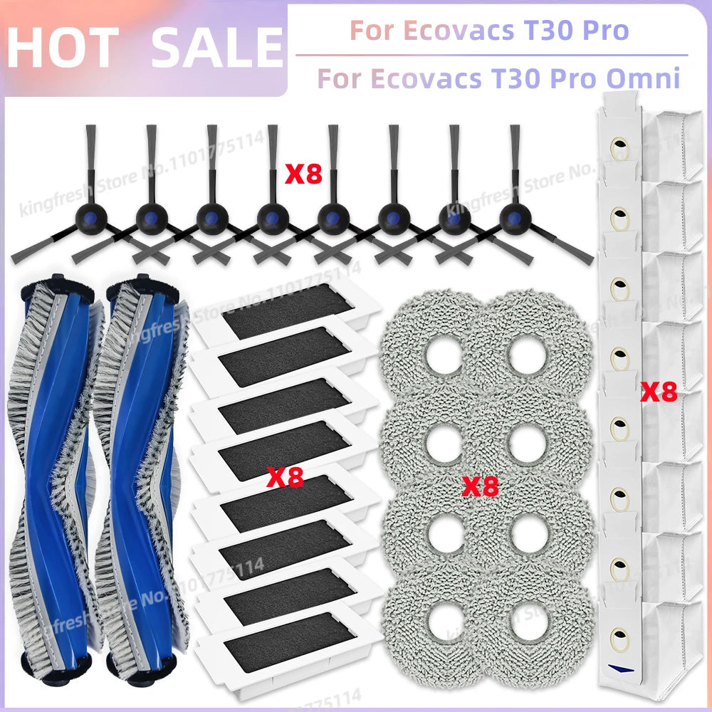 Fit For Ecovacs T30 Pro Omni / T30 OMNI Ecovacs T30e Pro YEEDI M12 ULTRA PLUS/M12 Pro+ Parts Brush Filter Bag Mop Cloth
