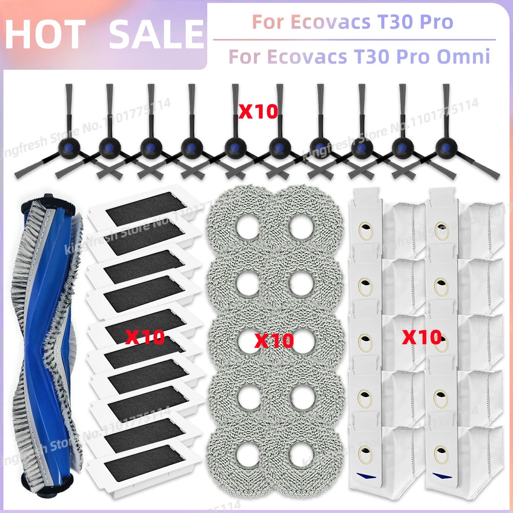 Fit For Ecovacs T30 Pro Omni / T30 OMNI Ecovacs T30e Pro YEEDI M12 ULTRA PLUS/M12 Pro+ Parts Brush Filter Bag Mop Cloth