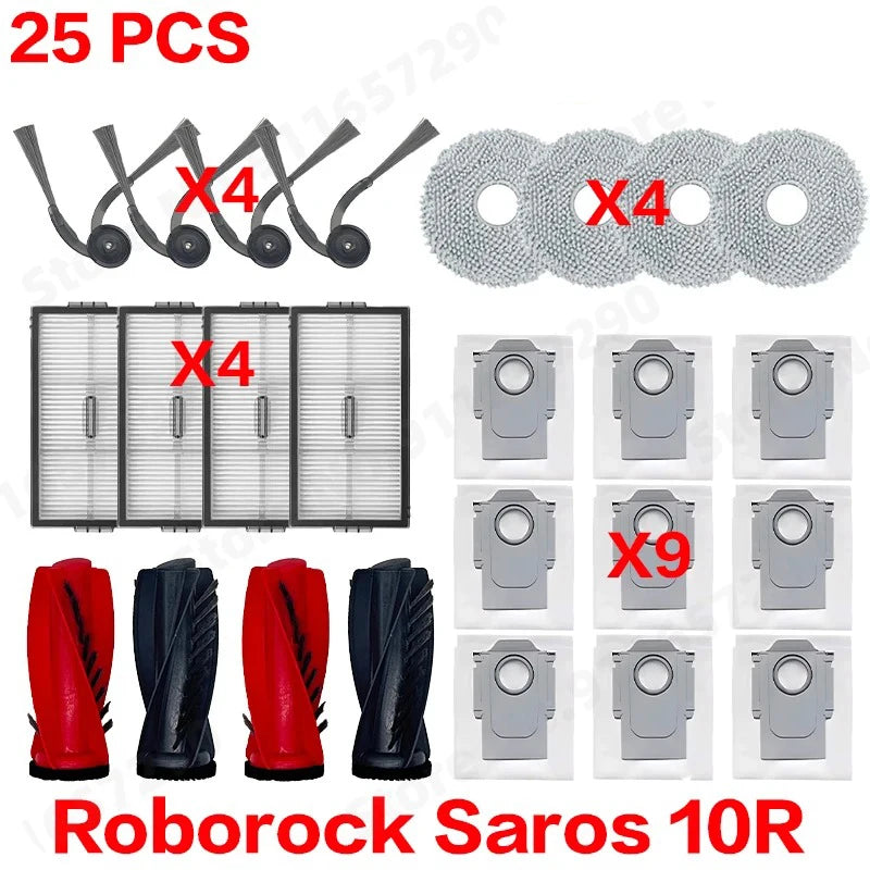 Roborock Saros 10R Spare Parts Main Side Brush HEPA Filter Mop Cloth Dust Bag Accessories Robot Vacuums Kit