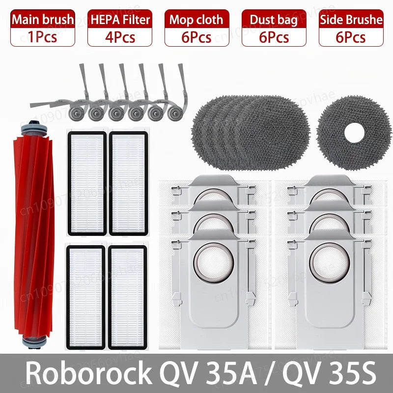Roborock QV 35A / QV 35S Robot Vacuum Cleaner Accessories Main Side Brush Mop Cloth Hepa Filter Dust Bag Replacement Spare Parts