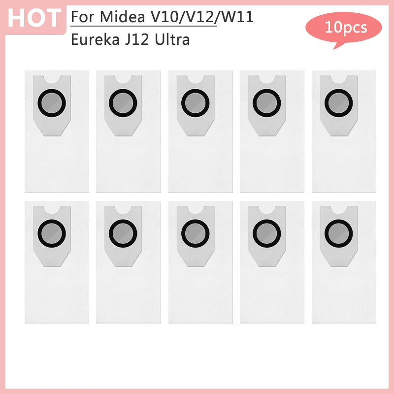 For Midea V10 V12 W11 Robot Vacuum Cleaner Eureka J12 Ultra Main Side Brush Hepa Filter Dust Bag Rag Accessories Parts