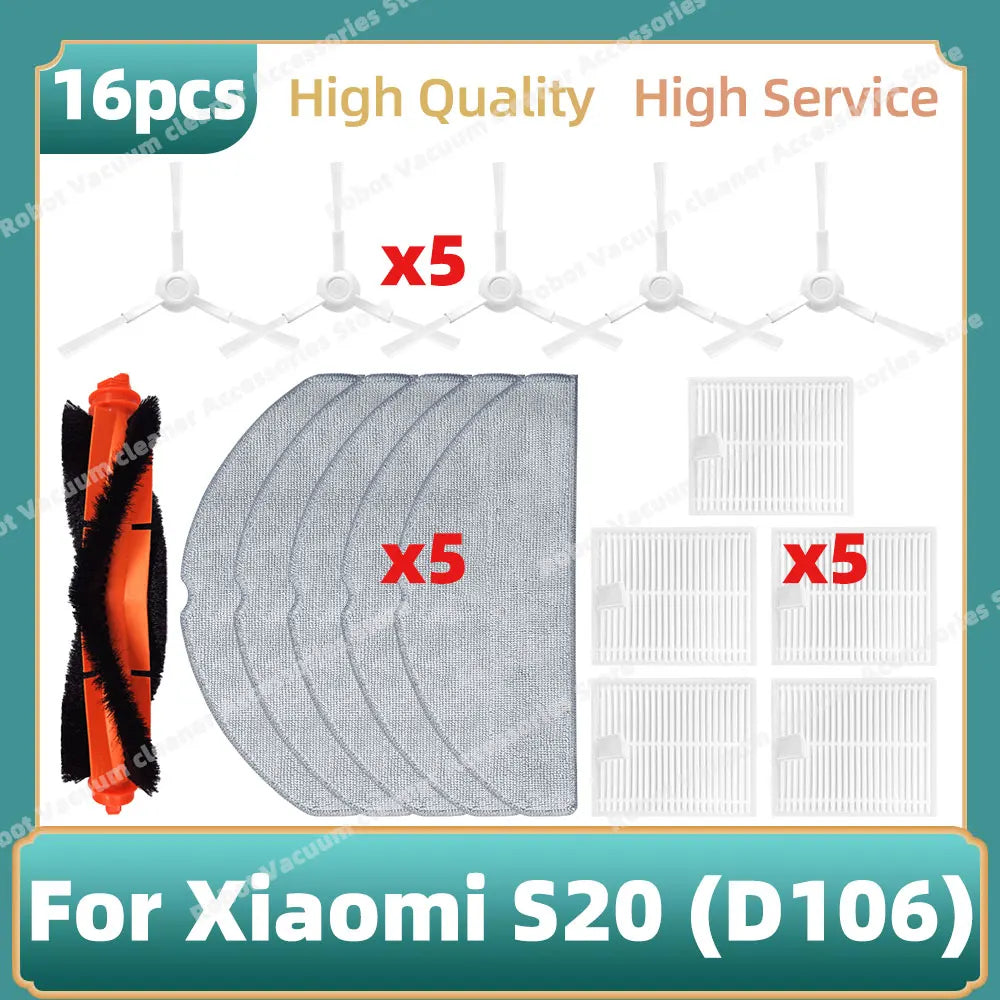 Compatible For Xiaomi Robot Vacuum S20 / D106 Parts Main Side Hepa Filter Mop Cloth Replacement Accessories