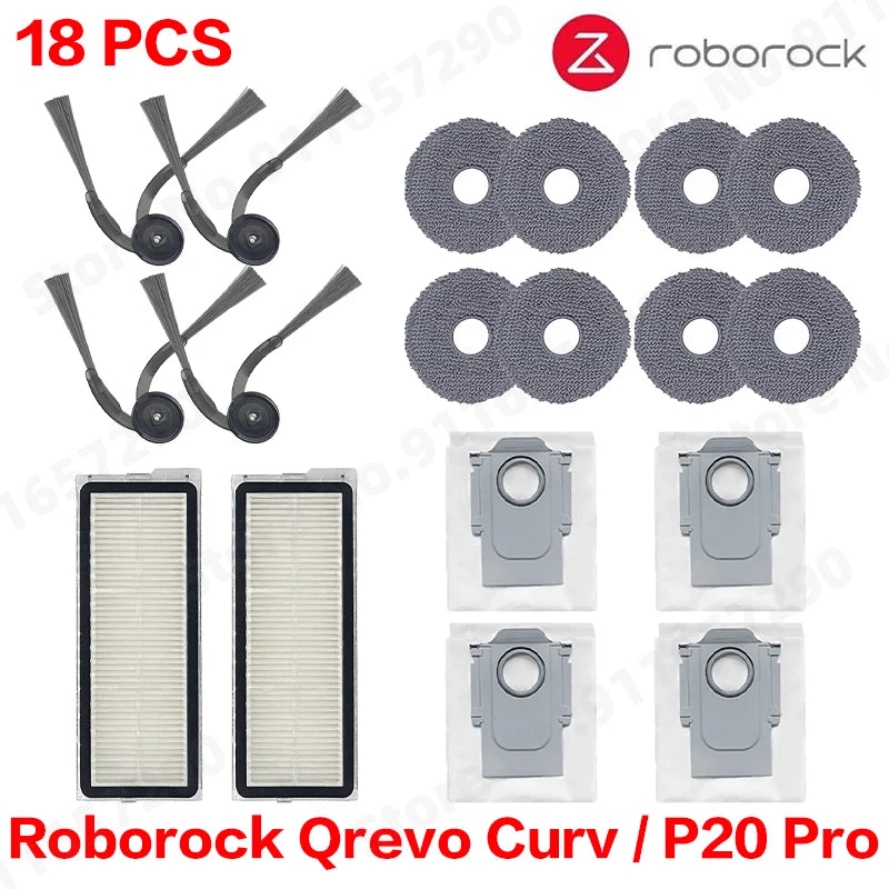 Roborock Qrevo Curv / P20 Pro Robot Vacuum Cleaner Hepa Filter Mop Cloth Dust Bag Accessories Replacement Parts