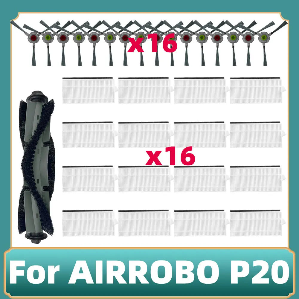 Compatible For AIRROBO P20 Robot Vacuum Cleaner Main Side Brush Hepa Filter Accessories Replacement Spare Parts Attachment Kit