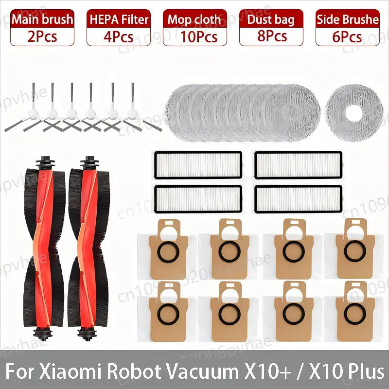 For Xiaomi Robot Vacuum X10+ / X10 Plus Parts Accessories Main Brush Side Brush Hepa Filter Mop Cloth Dust Bag Replacement Spare