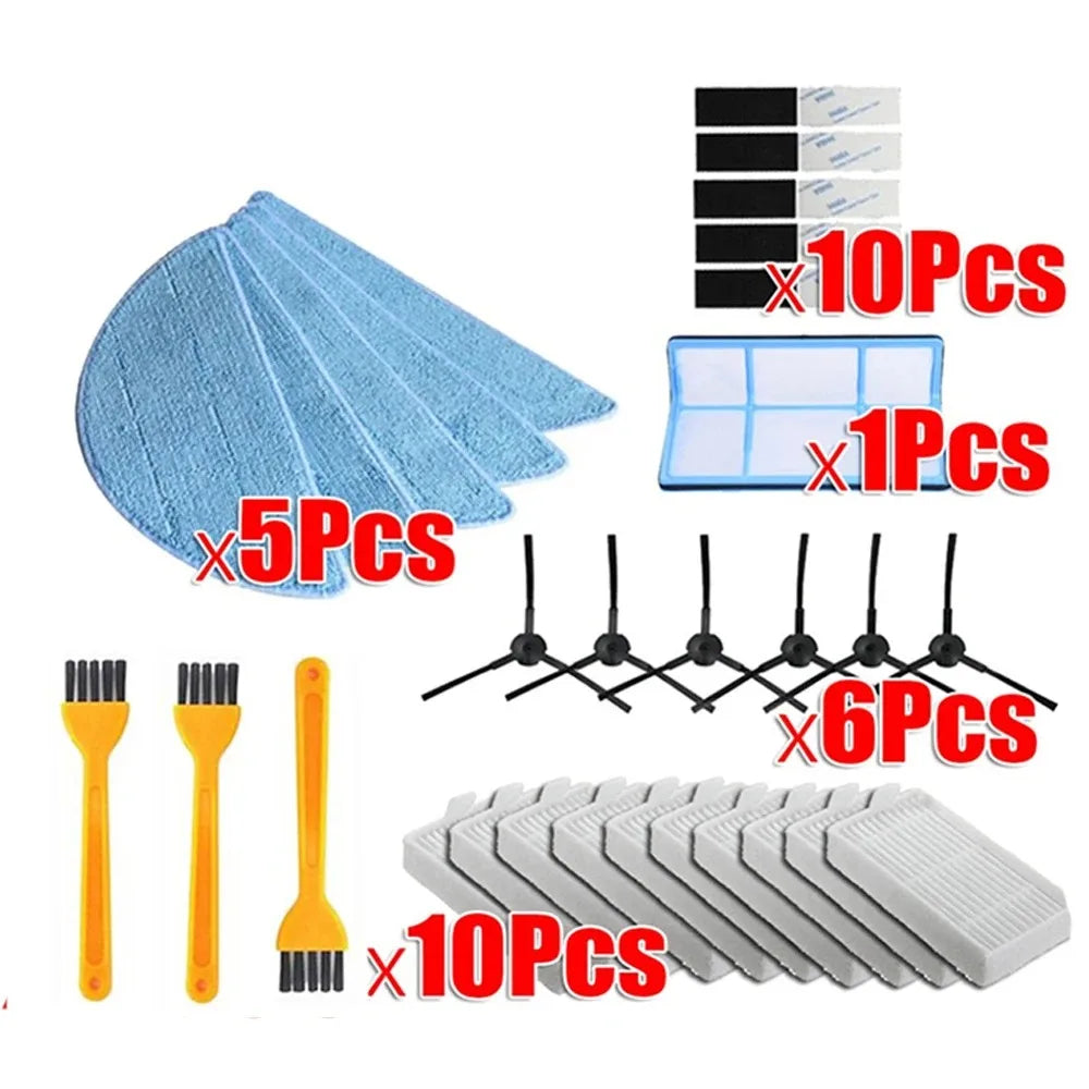 For ILife V5 V5S V3 V3S V5Pro V50 V55 X5 Robot Vacuum Cleaner Spare Parts Side Brush HEPA Filter Mop Velcro Replacement Parts