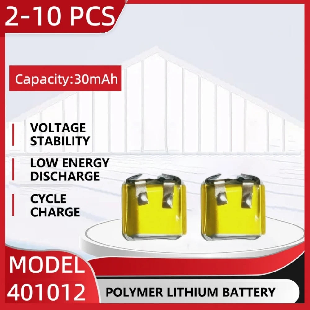 401012 3.7V 30mAh Lipo Lithium Batteries for Bluetooth Heads