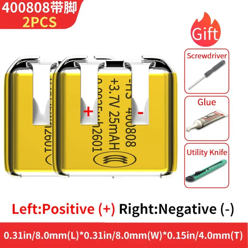 400808 400909 401010 451012 501010 501012 501015 3.7V 40mAh Lithium Polymer Battery for TWS Bluetooth Earphone Headset Repair