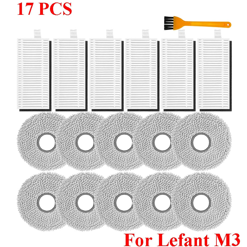 Accessories For Lefant M3 / M3 MAX / M3L HEPA Filters Robot Vacuum Cleaner Main Side Brush Mop Cloth Pads Dust Bags