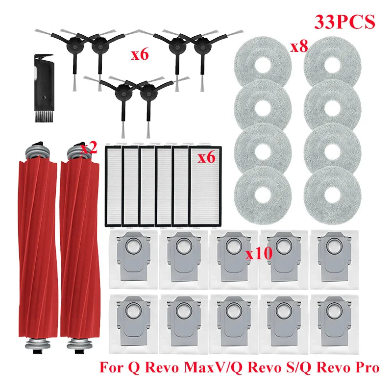 Accessories For Roborock Q Revo MaxV/Q Revo S/Q Revo Pro Vacuum Cleaner Part Main Brush Mop Cloth Dust Bag Mopping Cloth Pad