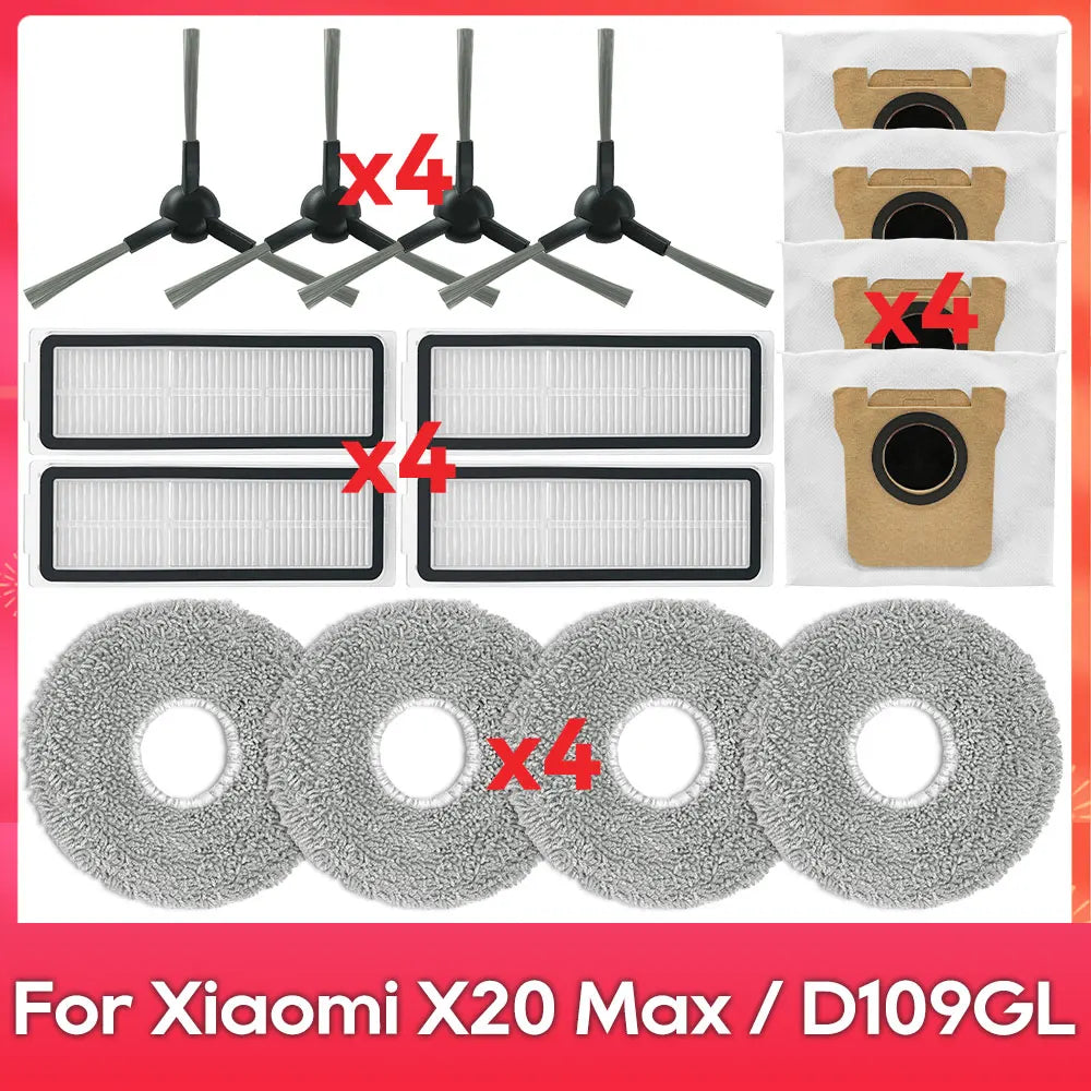 Fit For ( Xiaomi Robot Vacuum X20 Pro X20 Max M30 M40S D102GL D109GL D102 ) Part Accessory Brush Filter Mop Dust Bag