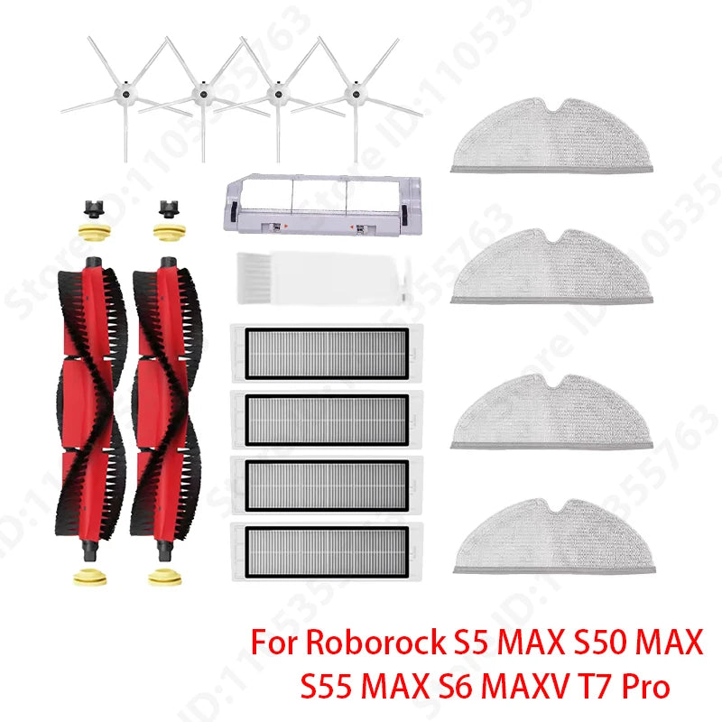 Roborock S5 MAX S50 MAX S55 MAX S6 MAXV HEPA Filter Side/Main Brush Water Tank Tray Mop Dust Box Vacuum Cleaner Accessories
