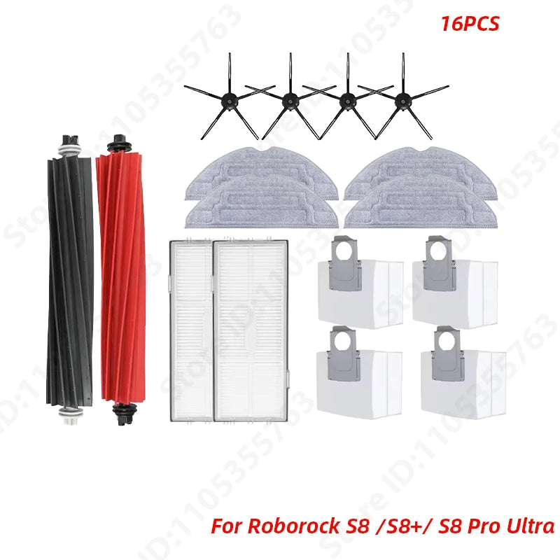 Roborock S8 Pro Ultra S8+ Robot Vacuum Cleaner Mop Choth Vacuum Bags Accessories Side Brush Filter Replaceable Spare Parts