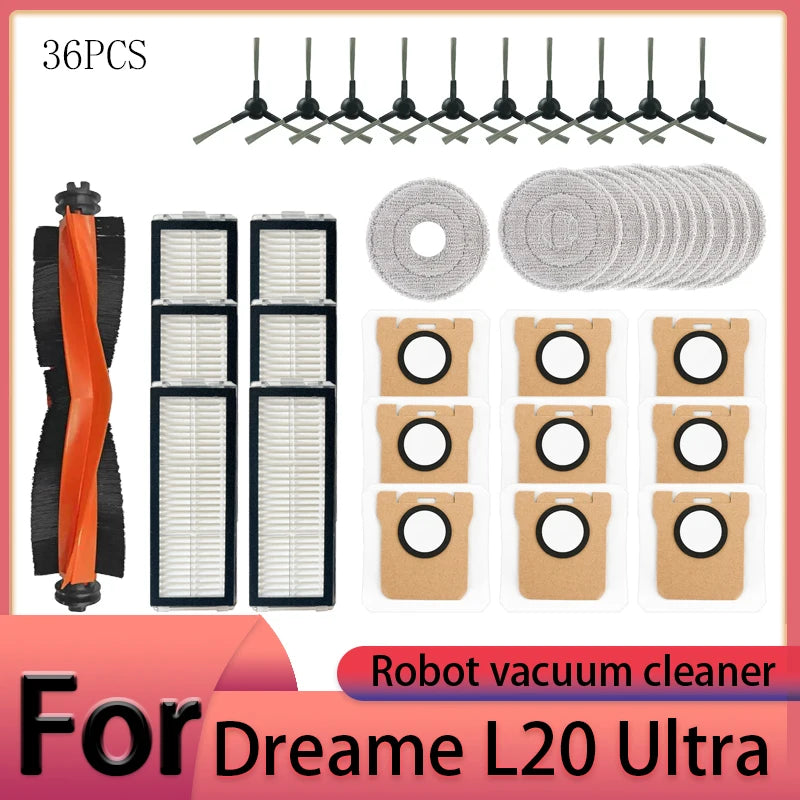 Dreame L20 Ultra Robot Vacuum Cleaner Accessories Main Brush Side Brush HEPA Filter Mop Cloths Dust Bag Spare Par