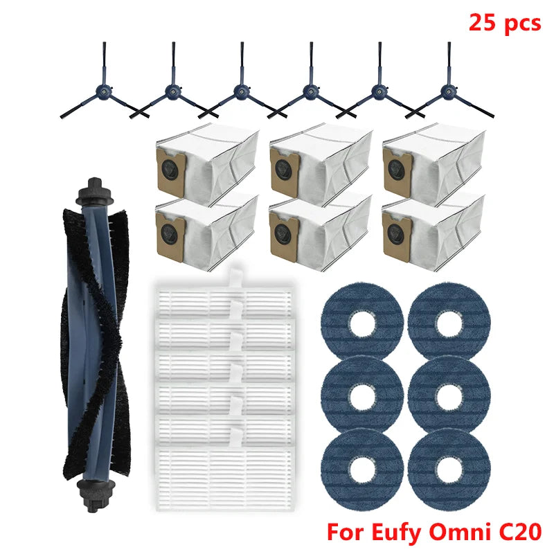 Fit For Eufy Omni C20 Robot Spare Vacuum Cleaner Accessories Main Side Brush Filter Mop Cloth Dust Bag Replacement Spare Parts