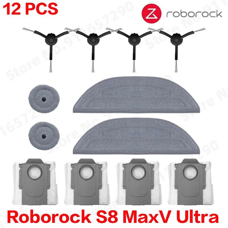 Roborock S8 MaxV Ultra Robot Vacuum Cleaner Accessories Mop Cloth Vacuum Bags Side Brush Filter Replaceable Spare Parts
