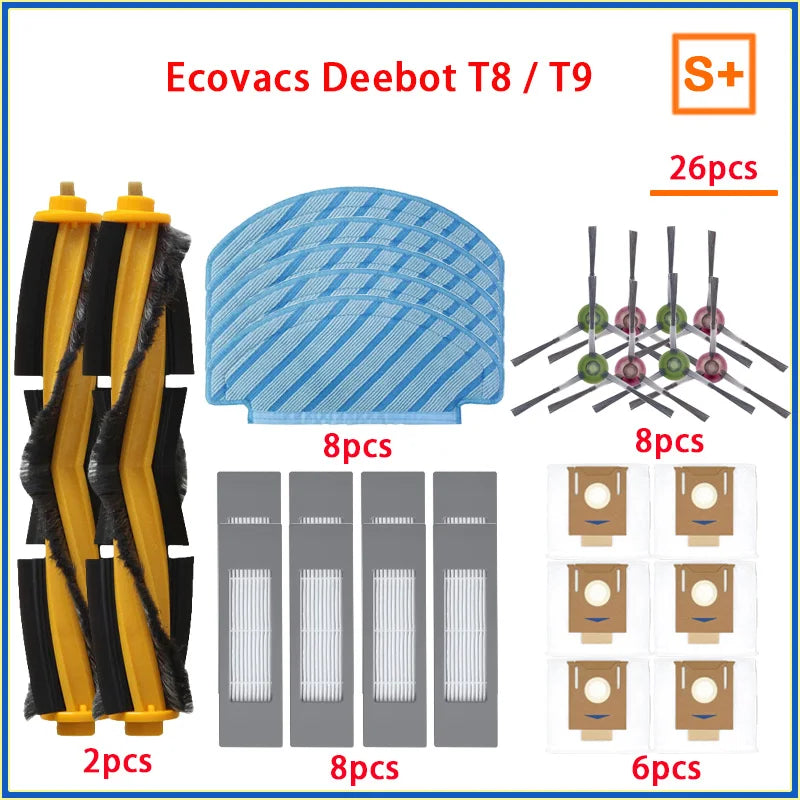 For ECOVACS Deebot T9 AIVI T8 AIVI N8 Pro dust bag Parts Main Side Brush HEPA Filter Robot Vacuum Cleaner Replacement Accesories