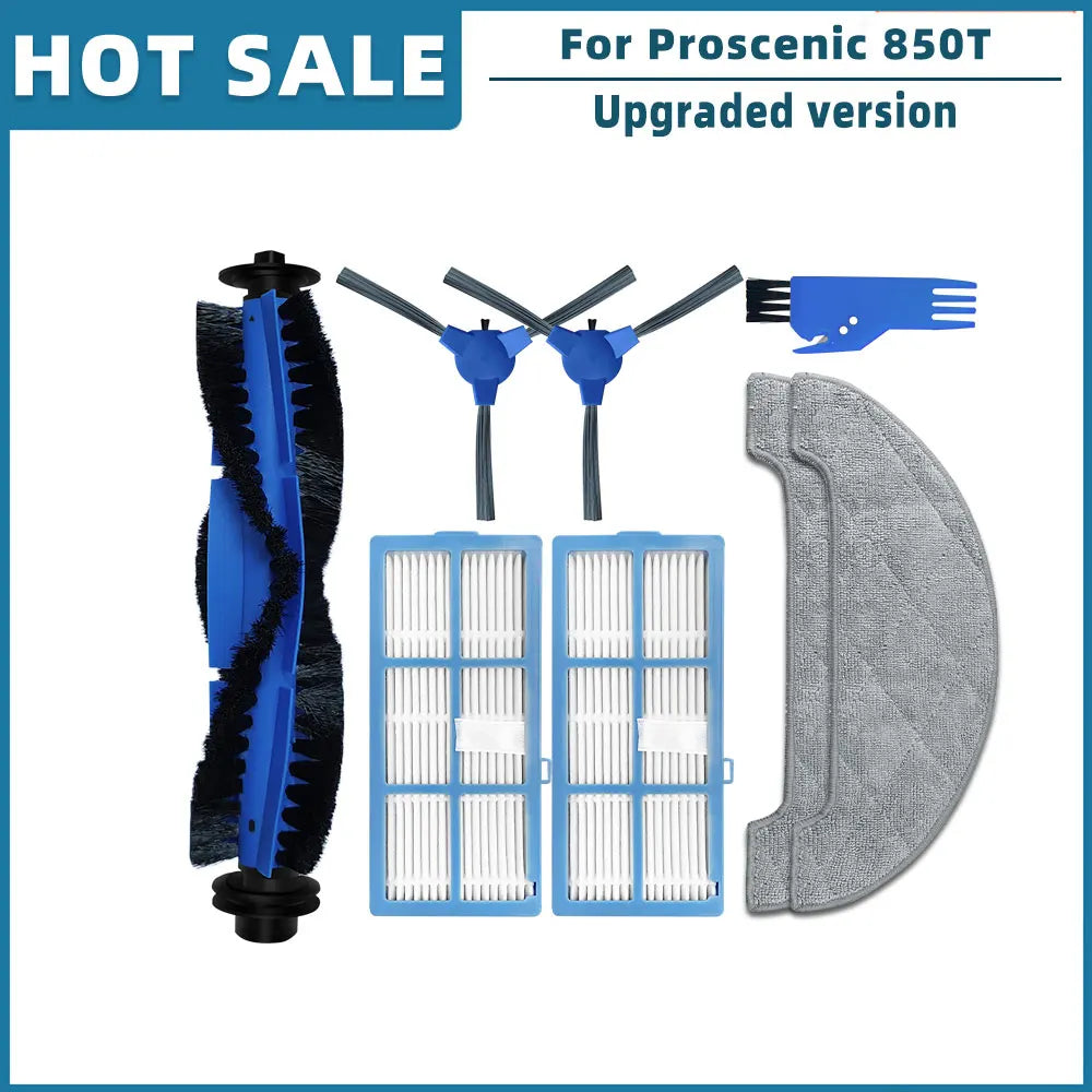 Replacement Accessories For Proscenic 850T Robot Vacuum Cleaner Spare Parts Main Side Brush Filter Hepa Mop Rag Brush Cover