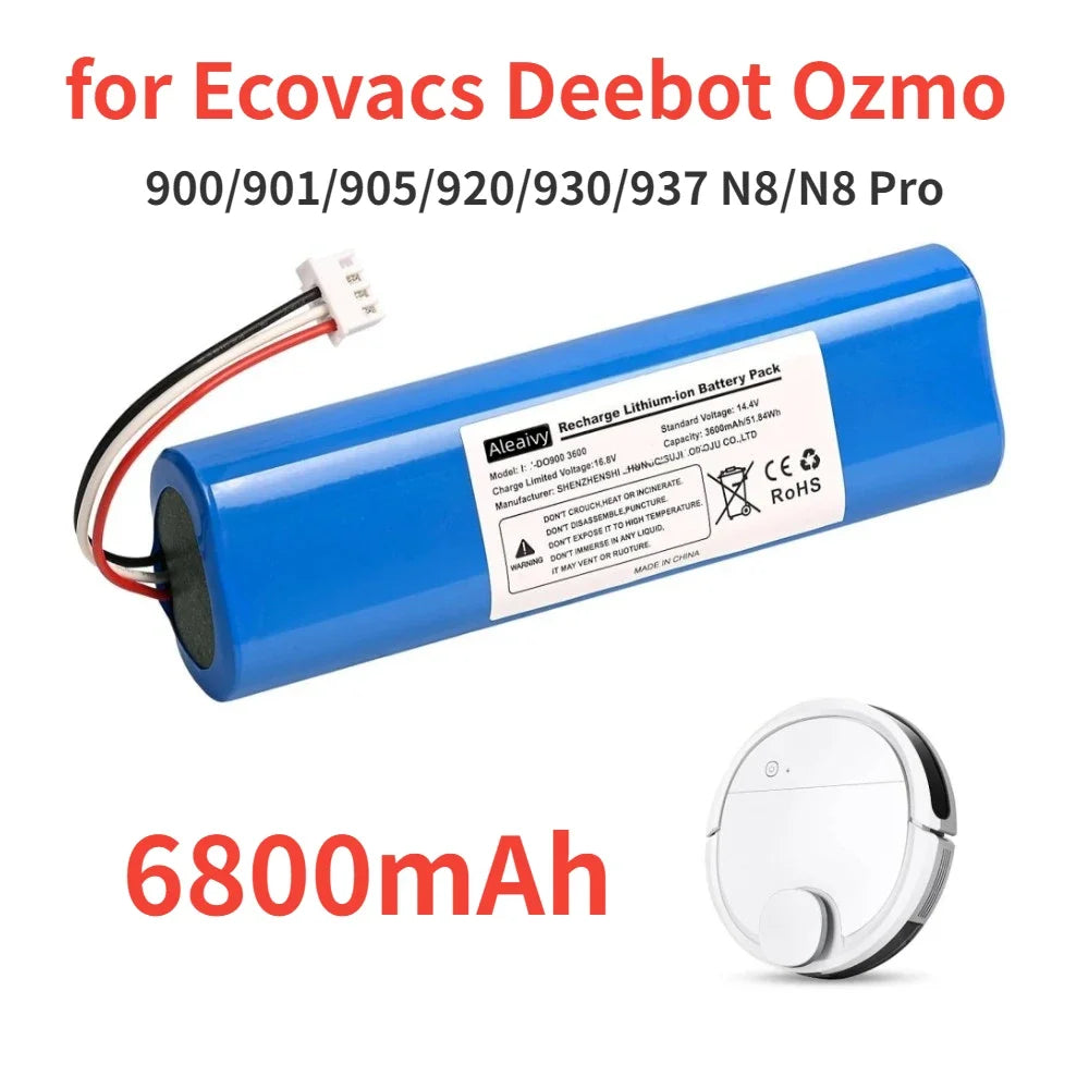 6800mAh Replacement Battery for Ecovacs Deebot Ozmo 900 901 