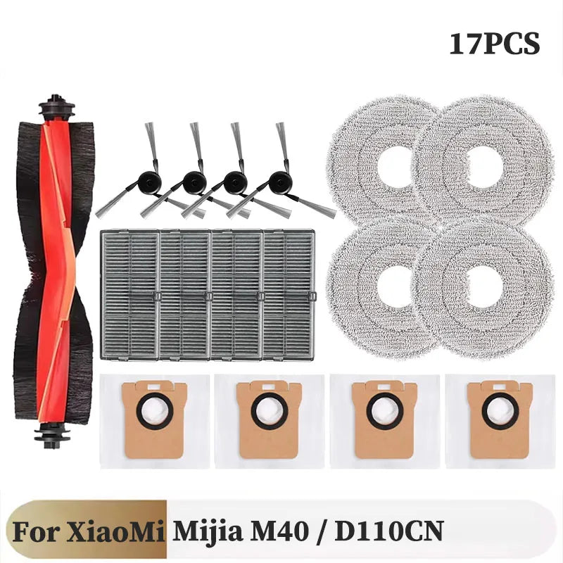 For Xiaomi Mijia M40 / D110CN Robot Vacuum Spare Parts Main Side Brush Hepa Filter Mop Cloth Dust Bag Accessories Replacement