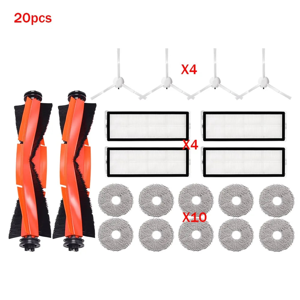Spare Replacement Parts Fit For Xiaomi X20 Plus X20+ Robot Vacuum Roller Brush Side Brush Filter Mop Cloth Dust Bag Accessories