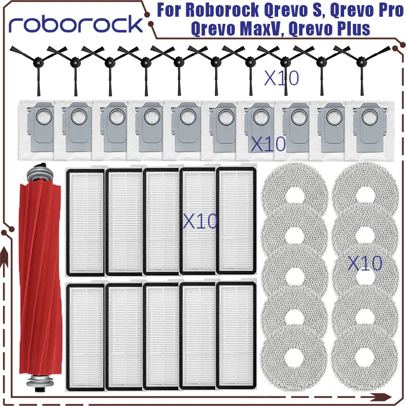 Roborock Qrevo S Qrevo Pro Qrevo MaxV Qrevo Plus Vacuum Parts - Main Roller Side Brush Filter Mop Pad Cloth Dust Bag
