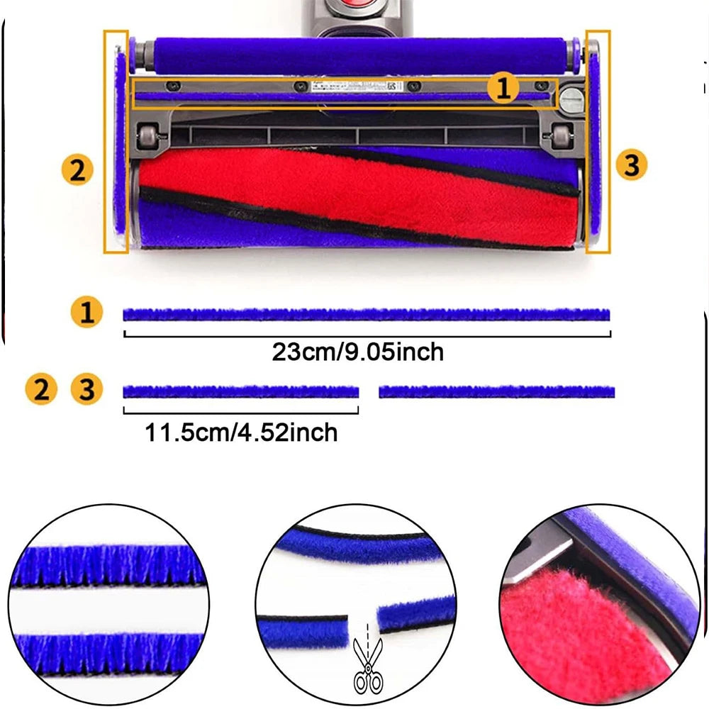 Plush Strips And Soleplate Wheels for Dyson V6 V7 V8 V10 V11