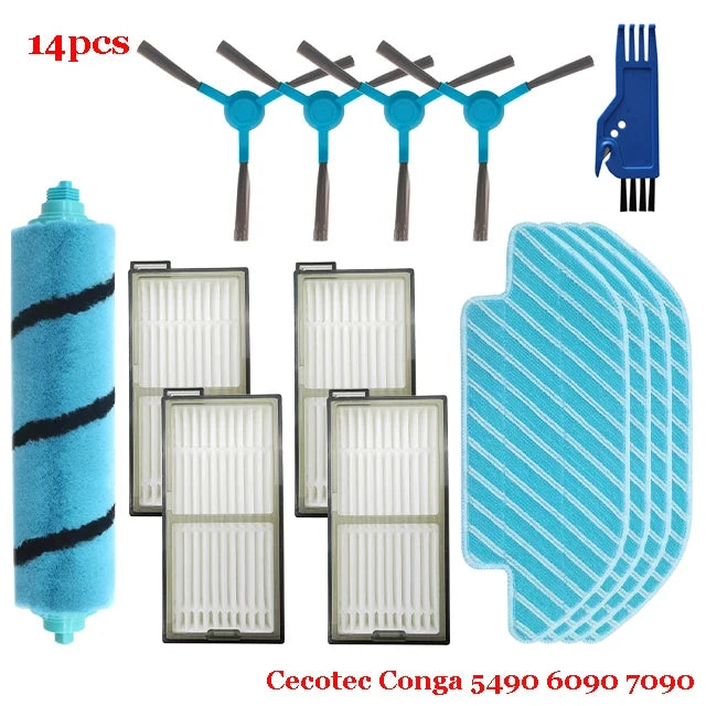Accessories For Cecotec Conga 5490 6090 7090 Robot Vacuum Cleaner Main Side Brush Hepa Filter Mop Cloth Replacement Spare Parts