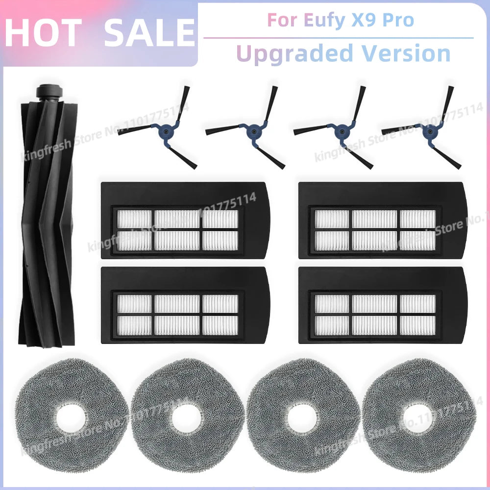 Compatible For Eufy X9 Pro Robot Vacuum Replacement Parts Main Roller Side Brush Hepa Filter Mop Cloth Pad Accessories