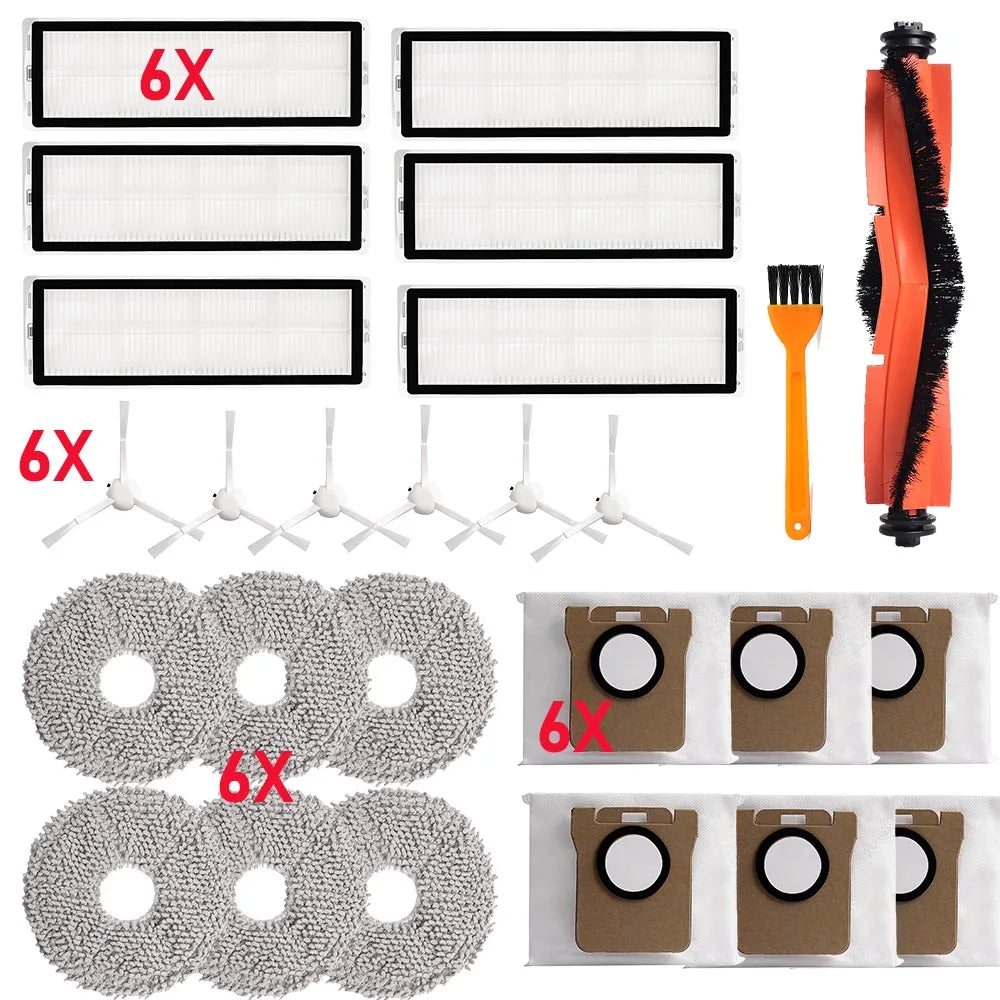 Robot Vacuum Cleaner Part For Xiaomi X10+/X20+X10 Plus/X20 Plus Main Side Brush Hepa Filter Mop Cloths Dust Bags Replacement