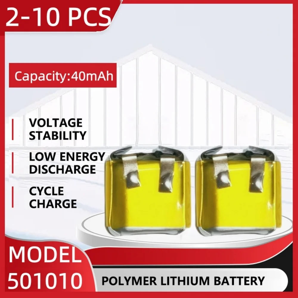501010 3.7V 40mAh Lipo Lithium Batteries for Bluetooth Heads