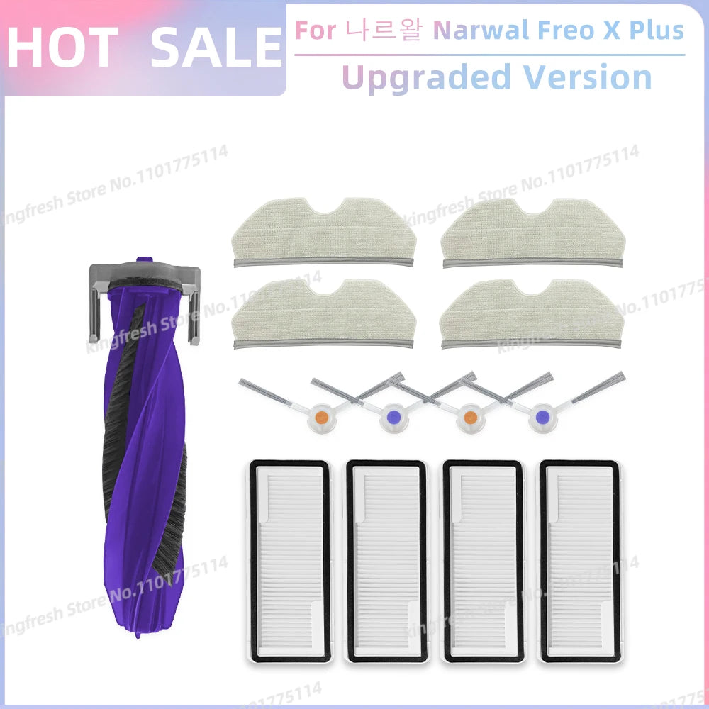 Fit For 나르왈 Narwal Freo X Plus Robot Vacuum Parts Main Roller Side Brush Hepa Filter Mop Pad Dust Bag Replacement Accessories
