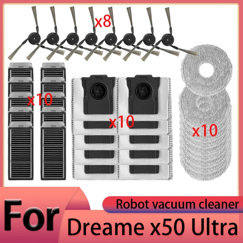 Dreame X50 Ultra Robot Vacuum Cleaner Accessories Main Brush Side Brush HEPA Filter Mop Cloths Dust Bag Spare Parts