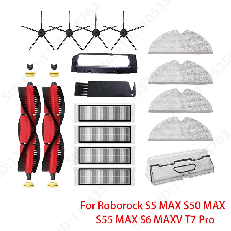 Roborock S5 MAX S50 MAX S55 MAX S6 MAXV HEPA Filter Side/Main Brush Water Tank Tray Mop Dust Box Vacuum Cleaner Accessories