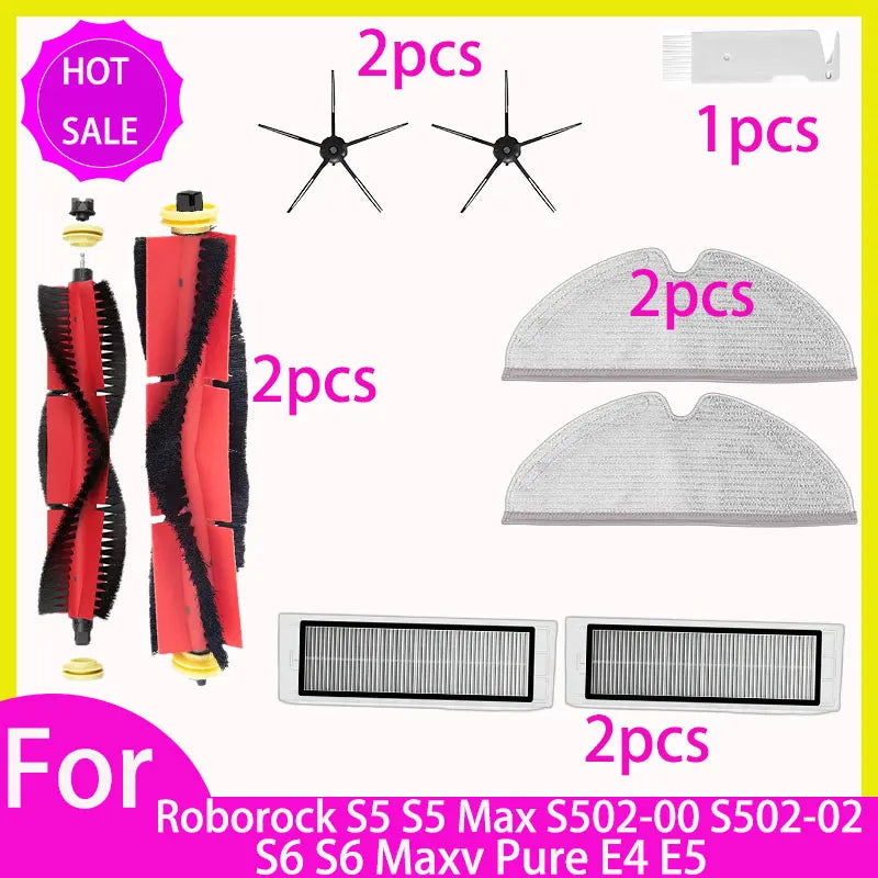 HEPA Filter Mop for Roborock S5 S502-00 S502-02 S5 Max S6 MaxV S6 Pure E4 E5 Robot Vacuum Spare Parts Main Side Brush