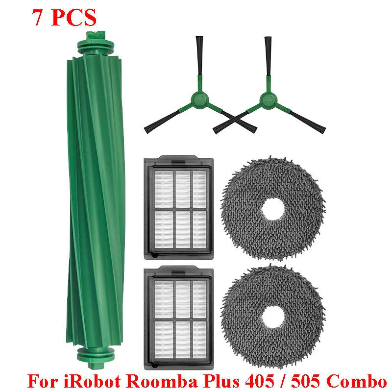 For Irobot Roomba Plus 405 Combo/505 Combo Robot Vacuum Cleaner Main Brushes Side Mop Cloths Filters Dust Bags Accessories Kit