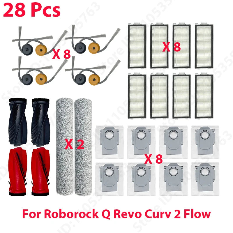 Original Roborock Q Revo Curv 2 Flow Filter Main / Side Brush Roller Mop Dust Bag Robot Vacuum Cleaner Parts
